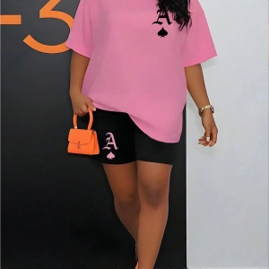 Kadın 2Lİ TAKIM OVERSİZE Trend T-shirt Şort Model 5088