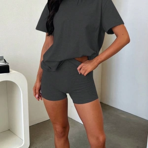 Kadın 2Lİ TAKIM OVERSİZE Trend T-shirt Şort Model 5091