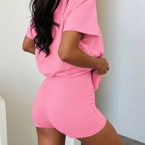 Kadın 2Lİ TAKIM OVERSİZE Trend T-shirt Şort Model 5091