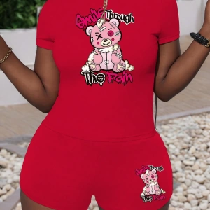 Kadın 2Lİ TAKIM OVERSİZE Trend T-shirt Şort Model 5093