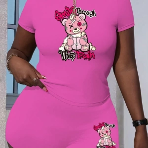 Kadın 2Lİ TAKIM OVERSİZE Trend T-shirt Şort Model 5093