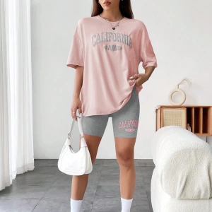 Kadın 2Lİ TAKIM OVERSİZE Trend T-shirt Şort Model 5096