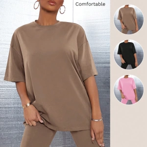 Kadın 2Lİ TAKIM OVERSİZE Trend T-shirt Şort Model 5100
