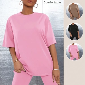 Kadın 2Lİ TAKIM OVERSİZE Trend T-shirt Şort Model 5100