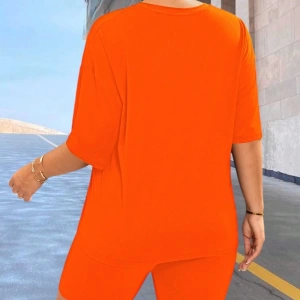 Kadın 2Lİ TAKIM OVERSİZE Trend T-shirt Şort Model 5103