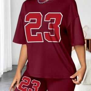 Kadın 2Lİ TAKIM OVERSİZE Trend T-shirt Şort Model 5103