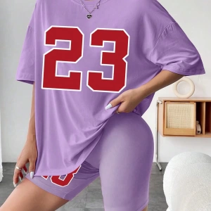Kadın 2Lİ TAKIM OVERSİZE Trend T-shirt Şort Model 5103