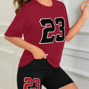 Kadın 2Lİ TAKIM OVERSİZE Trend T-shirt Şort Model 5103
