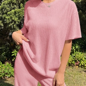 Kadın 2Lİ TAKIM OVERSİZE Trend T-shirt Şort Model 5108