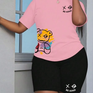 Kadın 2Lİ TAKIM OVERSİZE Trend T-shirt Şort Model 5111