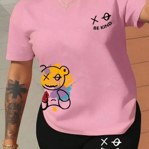 Kadın 2Lİ TAKIM OVERSİZE Trend T-shirt Şort Model 5111