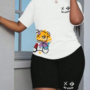 Kadın 2Lİ TAKIM OVERSİZE Trend T-shirt Şort Model 5111