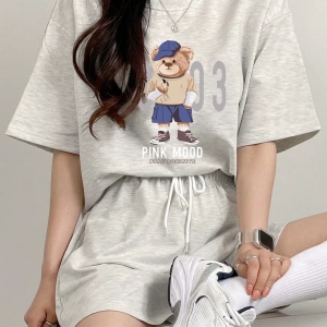 Kadın 2Lİ TAKIM OVERSİZE Trend T-shirt Şort Model 5112