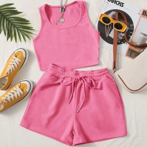 Kadın 2Lİ TAKIM OVERSİZE Trend T-shirt Şort Model 5116