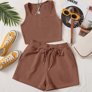 Kadın 2Lİ TAKIM OVERSİZE Trend T-shirt Şort Model 5116