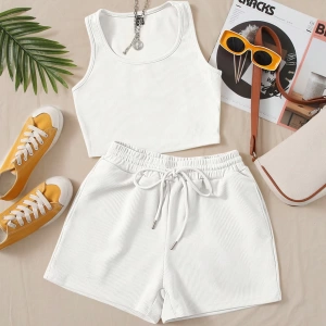 Kadın 2Lİ TAKIM OVERSİZE Trend T-shirt Şort Model 5116