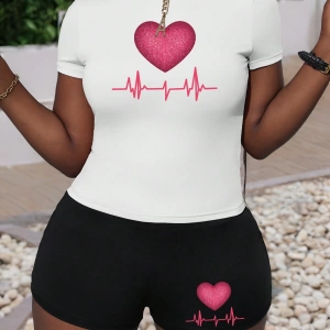 Kadın 2Lİ TAKIM OVERSİZE Trend T-shirt Şort Model 5117