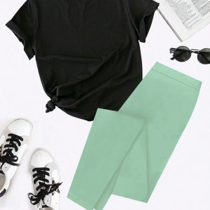 Kadın 2Lİ TAKIM OVERSİZE Trend T-shirt Şort Model 5121