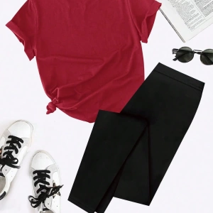 Kadın 2Lİ TAKIM OVERSİZE Trend T-shirt Şort Model 5121