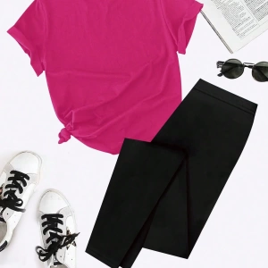 Kadın 2Lİ TAKIM OVERSİZE Trend T-shirt Şort Model 5121