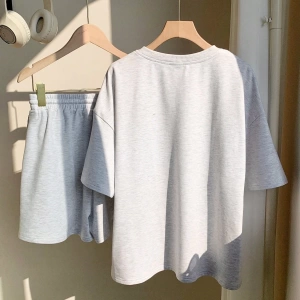 Kadın 2Lİ TAKIM OVERSİZE Trend T-shirt Şort Model 5129