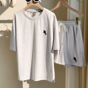 Kadın 2Lİ TAKIM OVERSİZE Trend T-shirt Şort Model 5129