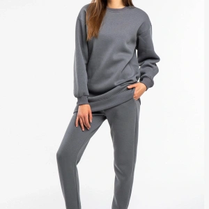 Kadın Antrasit Bisiklet Yaka 2 Iplik Polarlı Eşofman Takımı Cy84203