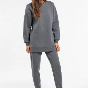 Kadın Antrasit Bisiklet Yaka 2 Iplik Polarlı Eşofman Takımı Cy84203