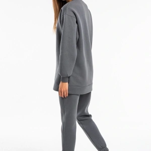 Kadın Antrasit Bisiklet Yaka 2 Iplik Polarlı Eşofman Takımı Cy84203