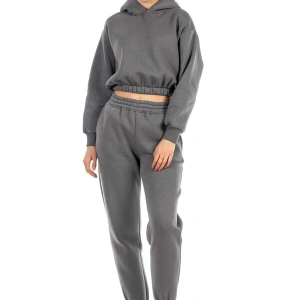 Kadın Antrasit Renkli Yüksek Bel Jogger Eşofman Takımı Cy84156