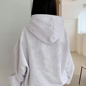Kadın Basit Baskılı Kapüşonlu Sweatshirt, Siyah, Üç Çeyrek Kollu Üstler Model 5206