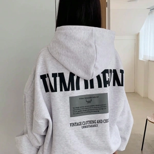 Kadın Basit Baskılı Kapüşonlu Sweatshirt, Siyah, Üç Çeyrek Kollu Üstler Model 5206