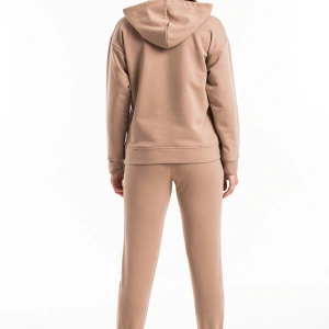 Kadın Bej Pis Dikiş Kanguru Cep Detaylı Eşofman Takımı Cy84186