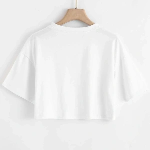 Kadın Beyaz California Baskılı Oversize Crop