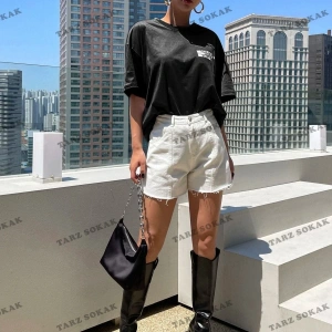 Kadın Beyaz Cheerish Baskı Oversize