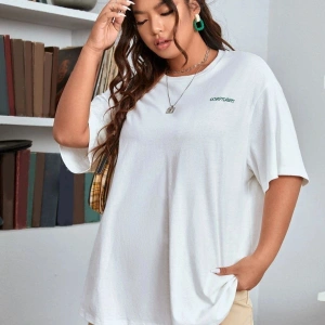 Kadın Beyaz Confied Baskılı Bisiklet Yaka Tshirt