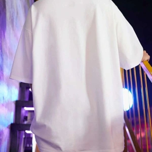 Kadın Beyaz Dragon Baskılı Oversize Bisiklet Yaka T-shirt