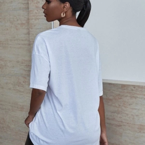 Kadın Beyaz Fabulous Baskılı Oversize Bisiklet Yaka Tshirt
