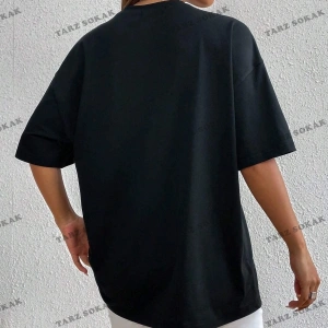 Kadın Beyaz Houston Baskılı Oversize