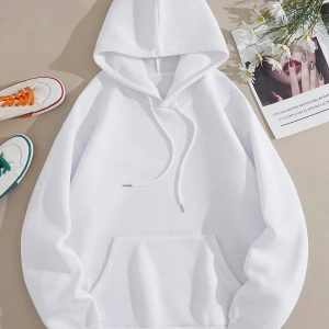 Kadın Beyaz Kelebek Baskılı Kapüşonlu Sweatshirt