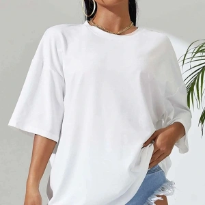 Kadın Beyaz Love Yourself Baskılı Oversize T-shirt