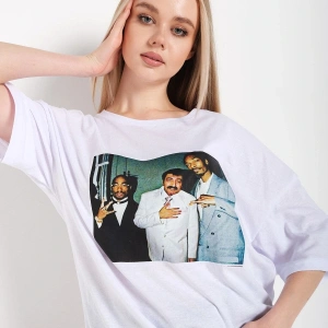 Kadın Beyaz Müslüm Gürses Baskılı Tshırt