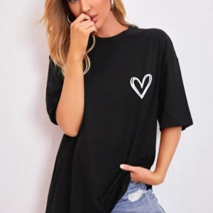 Kadın Beyaz Önü Güneş Baskılı Bisiklet Yaka Oversize Pamuklu T-shirt