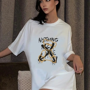 Kadın Beyaz Oversize Nothing Else Tshirt