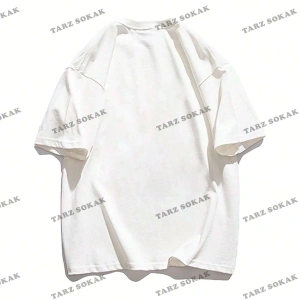 Kadın Beyaz Repair Baskılı Oversize