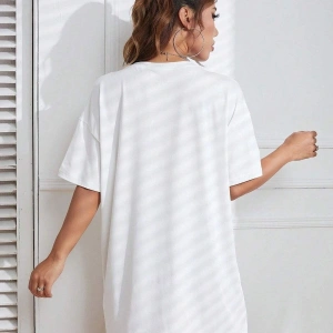 Kadın Beyaz Summer Racing Car Baskılı Oversize T-shirt