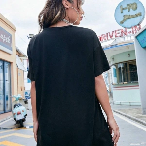 Kadın Beyaz Summer Racing Car Baskılı Oversize T-shirt