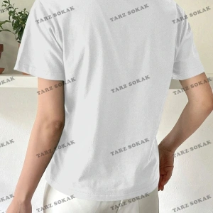 Kadın Beyaz Sunshine Baskılı Oversize