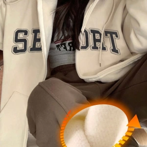Kadın Bol Mektup Baskılı Termal Astarlı Sweatshirt, Sonbahar, Uzun Kollu Üstler Model 5144