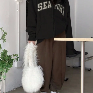 Kadın Bol Mektup Baskılı Termal Astarlı Sweatshirt, Sonbahar, Uzun Kollu Üstler Model 5144